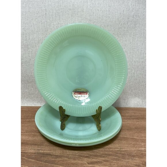 Fire King Other - Jadeite Fire King Jane Ray Saucer Set Oven Ware Jadite USA Set Of 3